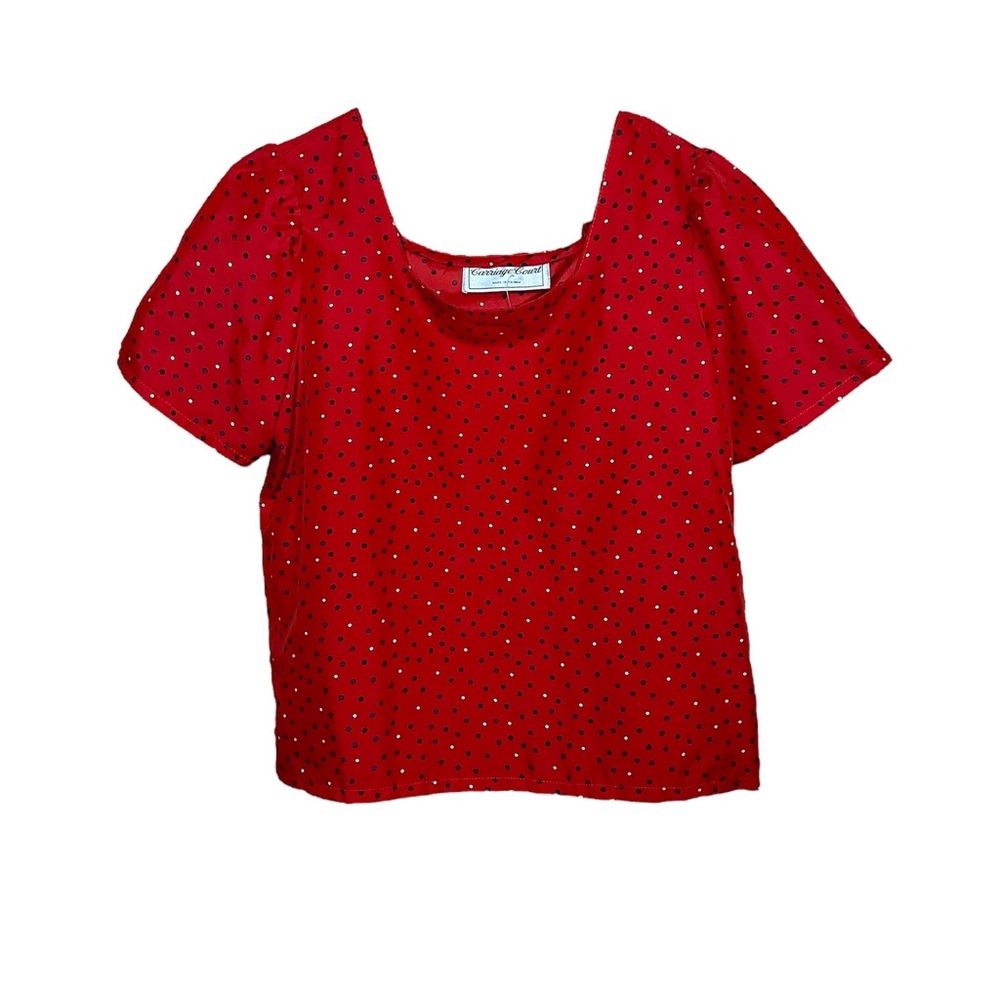 Carriage Court Red Polkadot Blouse Small